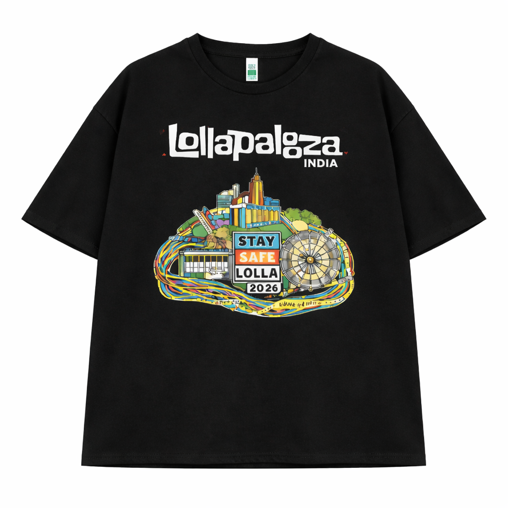 Lollapalooza India | Stay Safe Lolla Oversized Tee (Z Black)