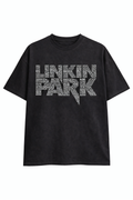 Linkin Park Chester Live Print Oversized Black T-Shirt