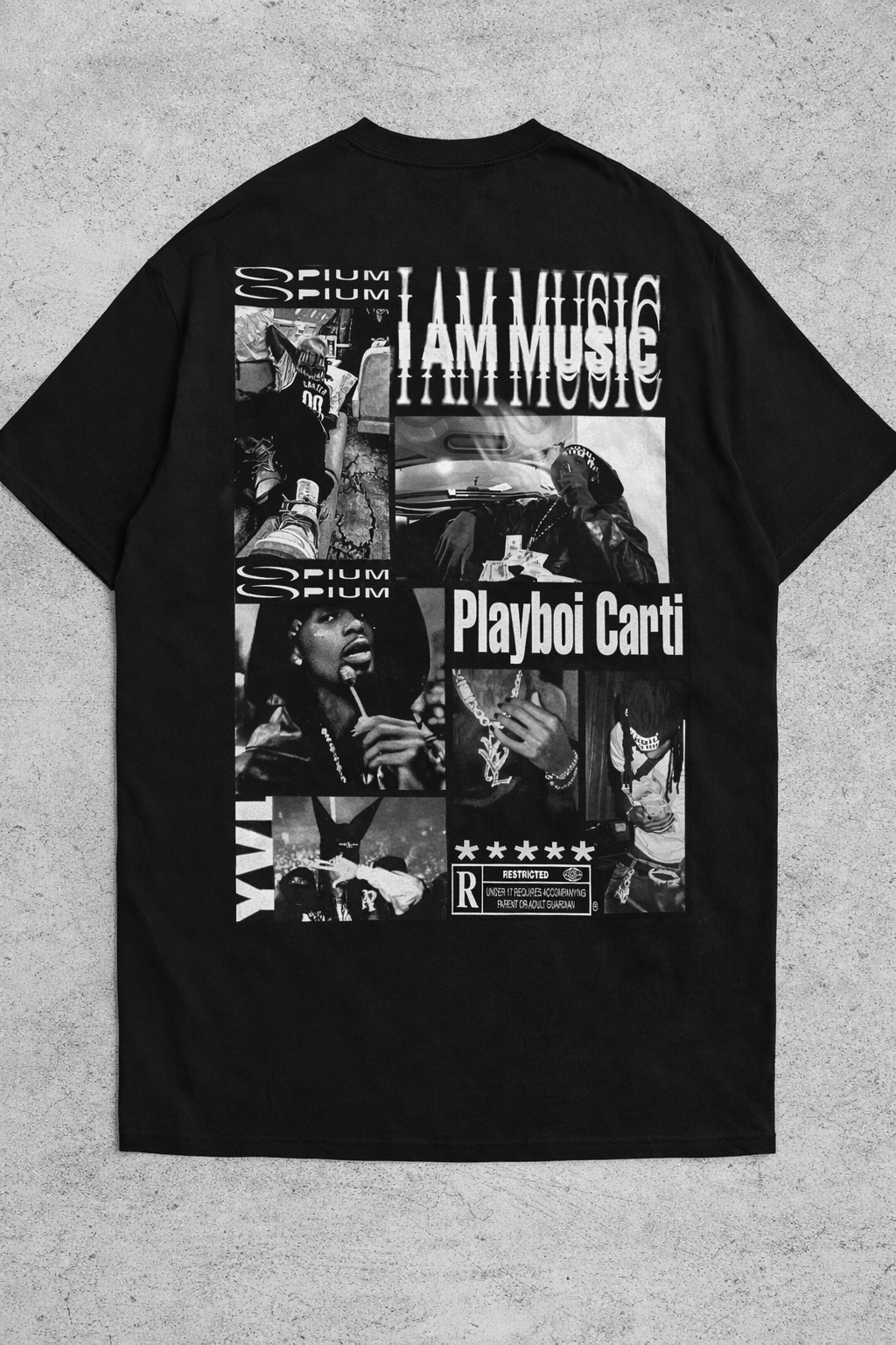Playboi Carti “Opium” Oversized Black T-Shirt | Collage Back Print Streetwear Tee