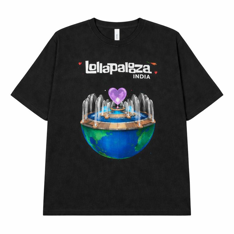 Lollapalooza India World Fountain Oversized Tee (Black)